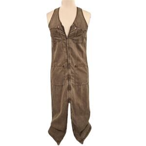 Democracy Racerback Sleeveless Full Zip Brown Cargo Maxi Dress Size 4 Casual